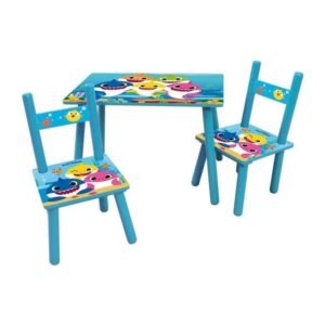 BABY SHARK table rectangulaire 41,5x61x42 cm + 2 chaises 49,5x31x31,5cm pour enfant