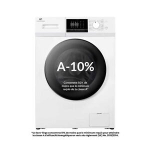 Lave-linge hublot - CONTINENTAL EDISON - 8kg - Moteur induction - 60 cm - 1400 trs/min - Blanc